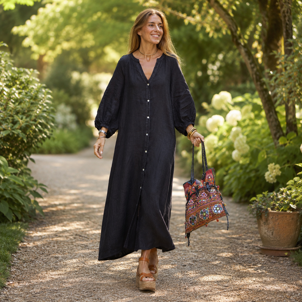 Light and Easy - Long Shirt Dress with Relaxed Elegance