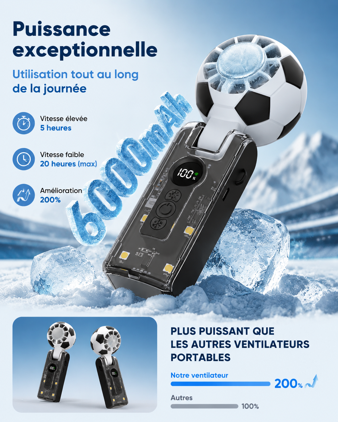 Ventilateur Portable Mini Coupe du Monde de Football 2026 ⚽