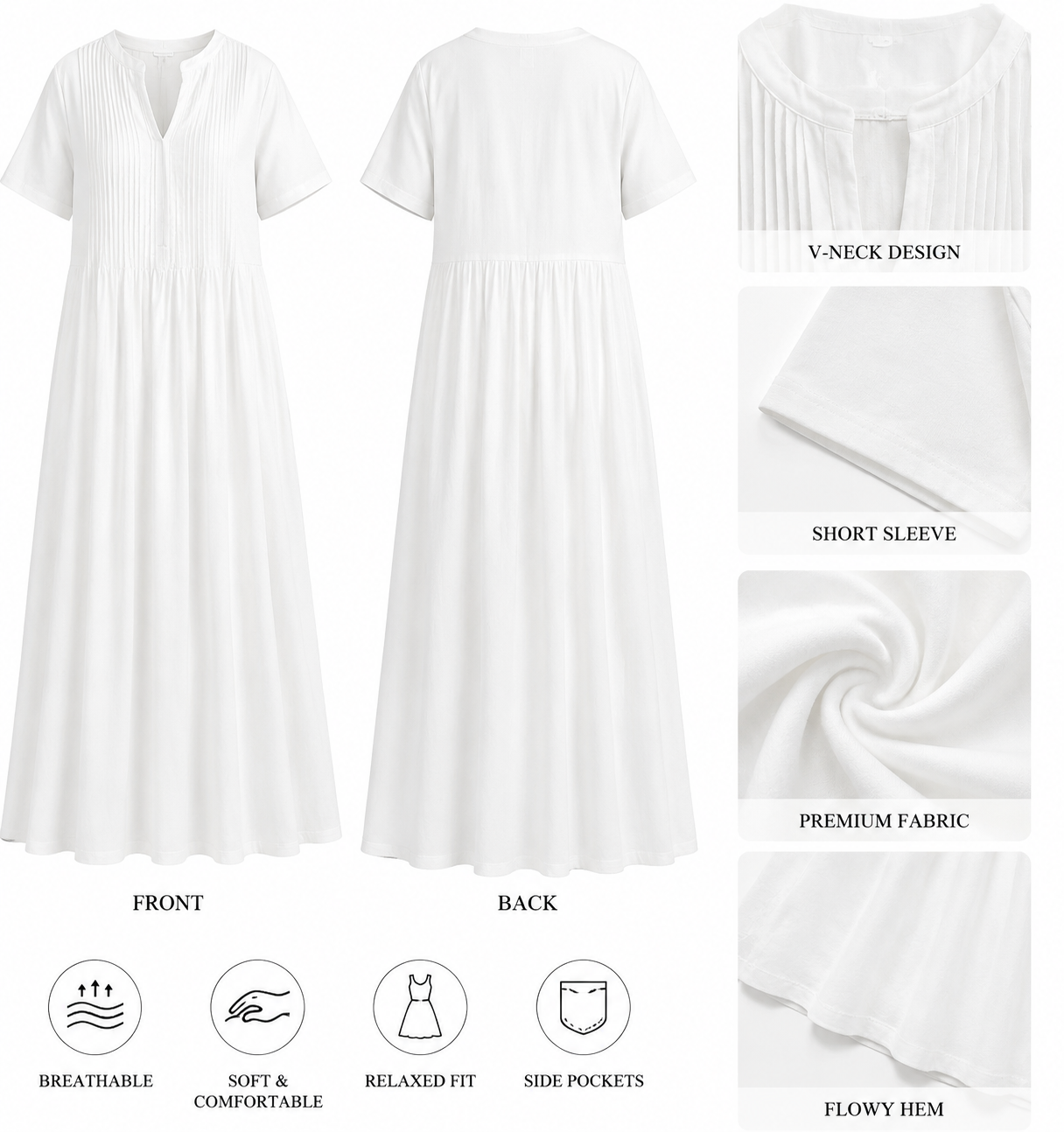 Minimalist Linen Maxi Dress / Casual Summer Dress