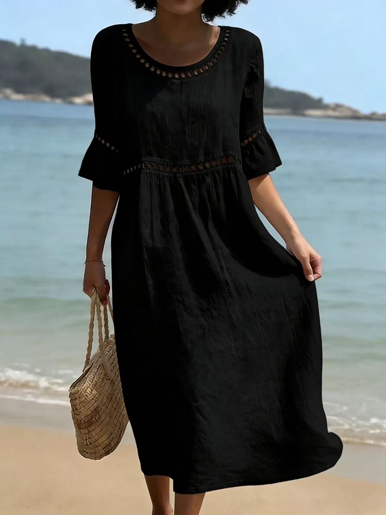 👗Women's Loose-fitting Linen And Cotton Dress, hides belly and flatters your figure