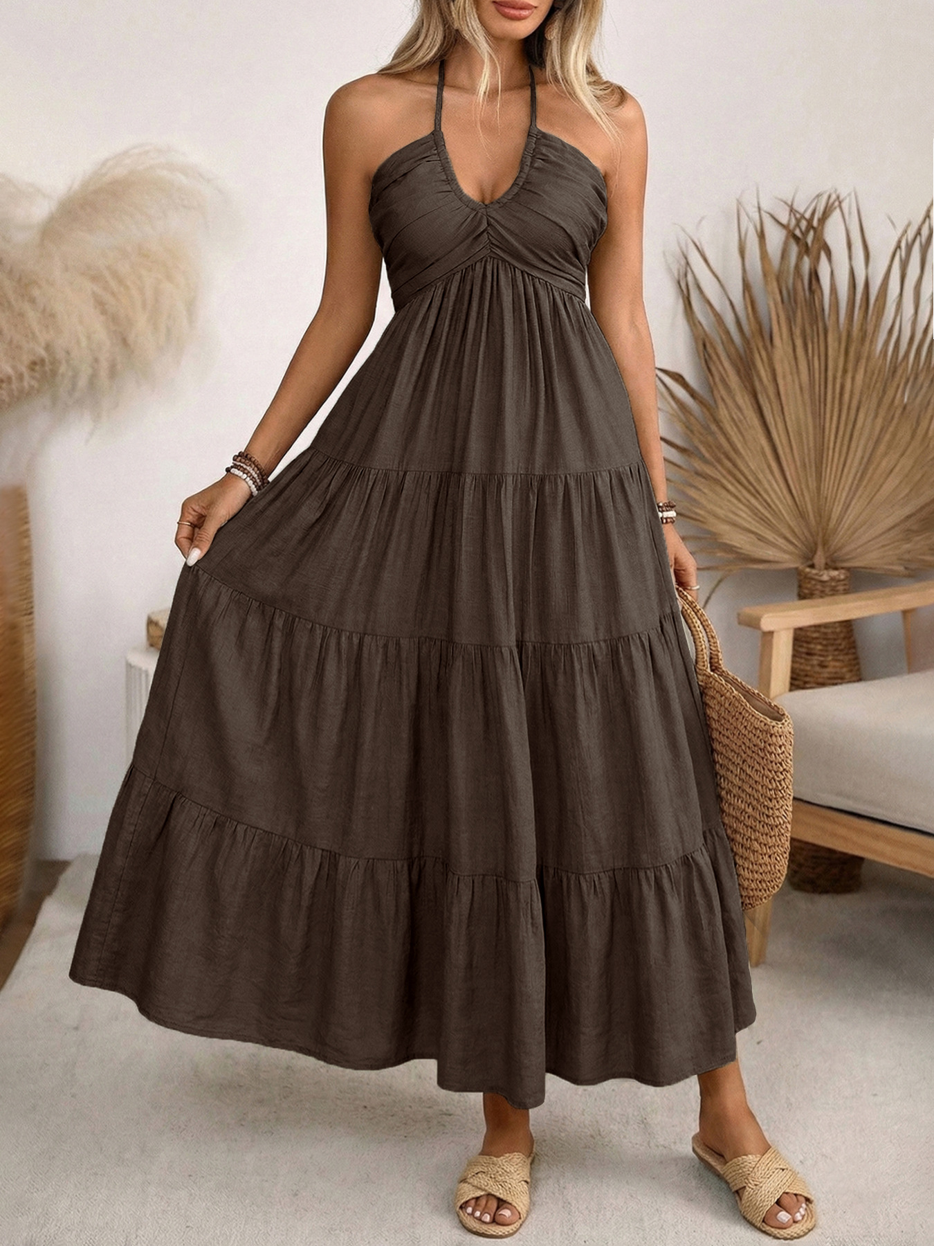 👗Women's Loose-Fit Backless Linen Vacation Dress