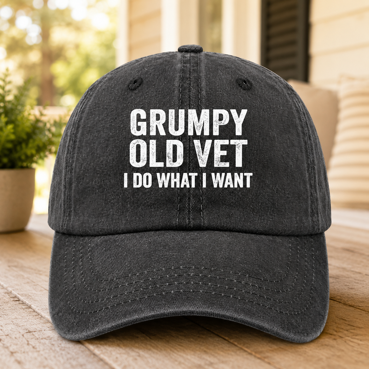 Bold Veteran Attitude Washed Dad Cap 🧢