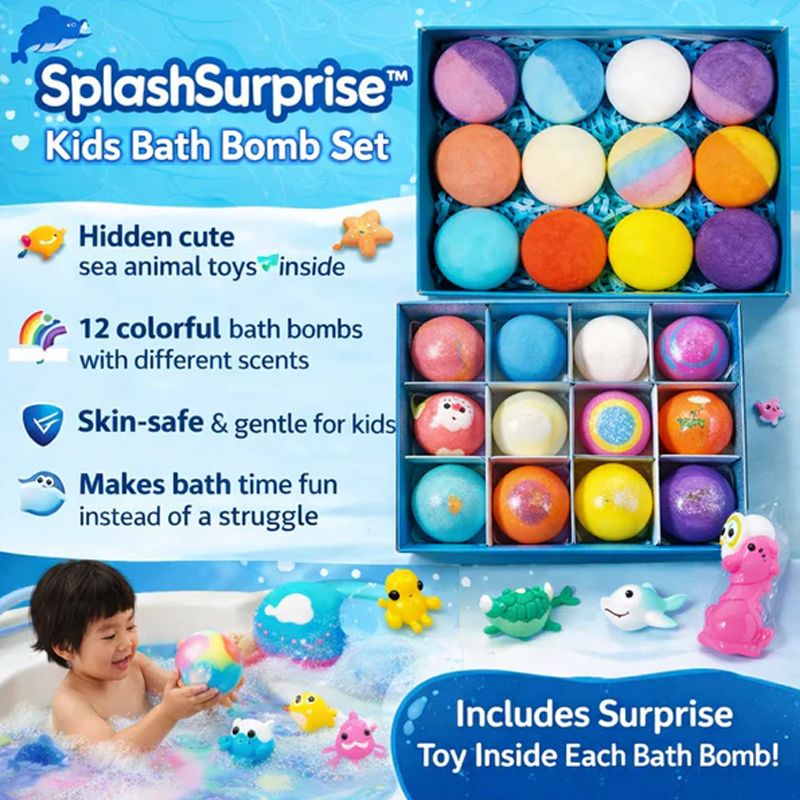 SPLASHSURPRISETM KIDS BATH BOMB SET - Bath time fights,finally over