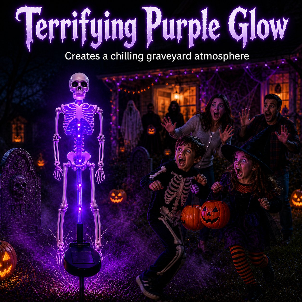 🎃 50% OFF Ends Today! Solar Skull Garden Lights with Creepy Color-Changing Glow 💀