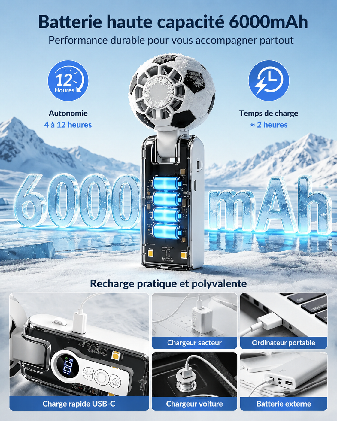 Ventilateur Portable Mini Coupe du Monde de Football 2026 ⚽