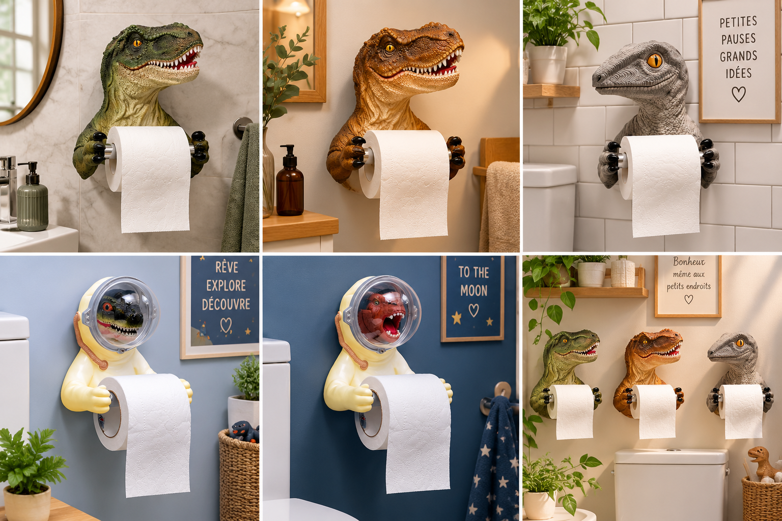 🦖🦖🦖Porte-Papier Toilette Dinosaure 3D – Décoration Originale et Amusante pour Salle de Bain