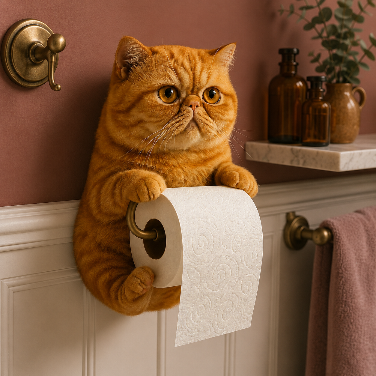 🐾 Cute Cat Toilet Paper Holder – Whimsical Wall Décor with Practical Roll Storage 😻