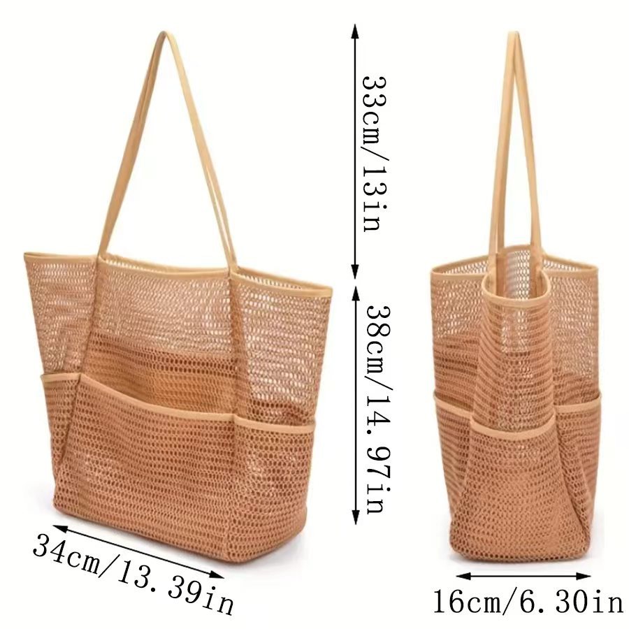 Beach Bags for Women, Summer Travel Mesh Tote Bag with Large Inner