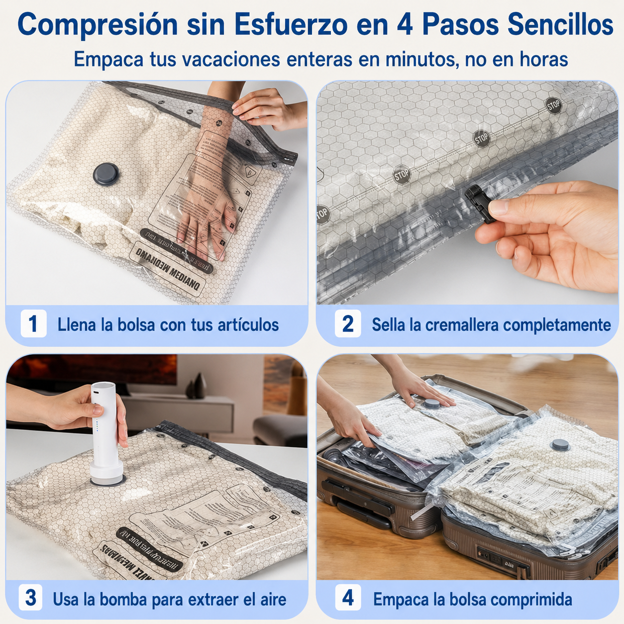 🏆⚡ ¡MÁS DE 50.000 UNIDADES VENDIDAS! Bolsa de Compresión al Vacío de Viaje con Bomba Eléctrica Inalámbrica