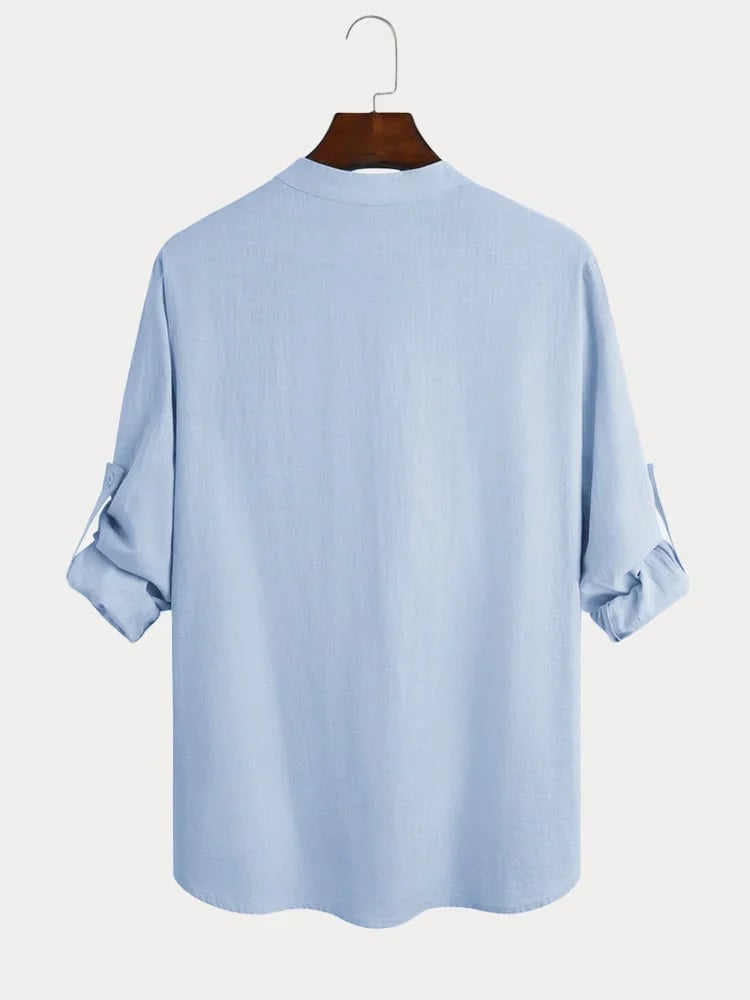 🔥 Chemise décontractée pour homme en coton et lin à manches longues