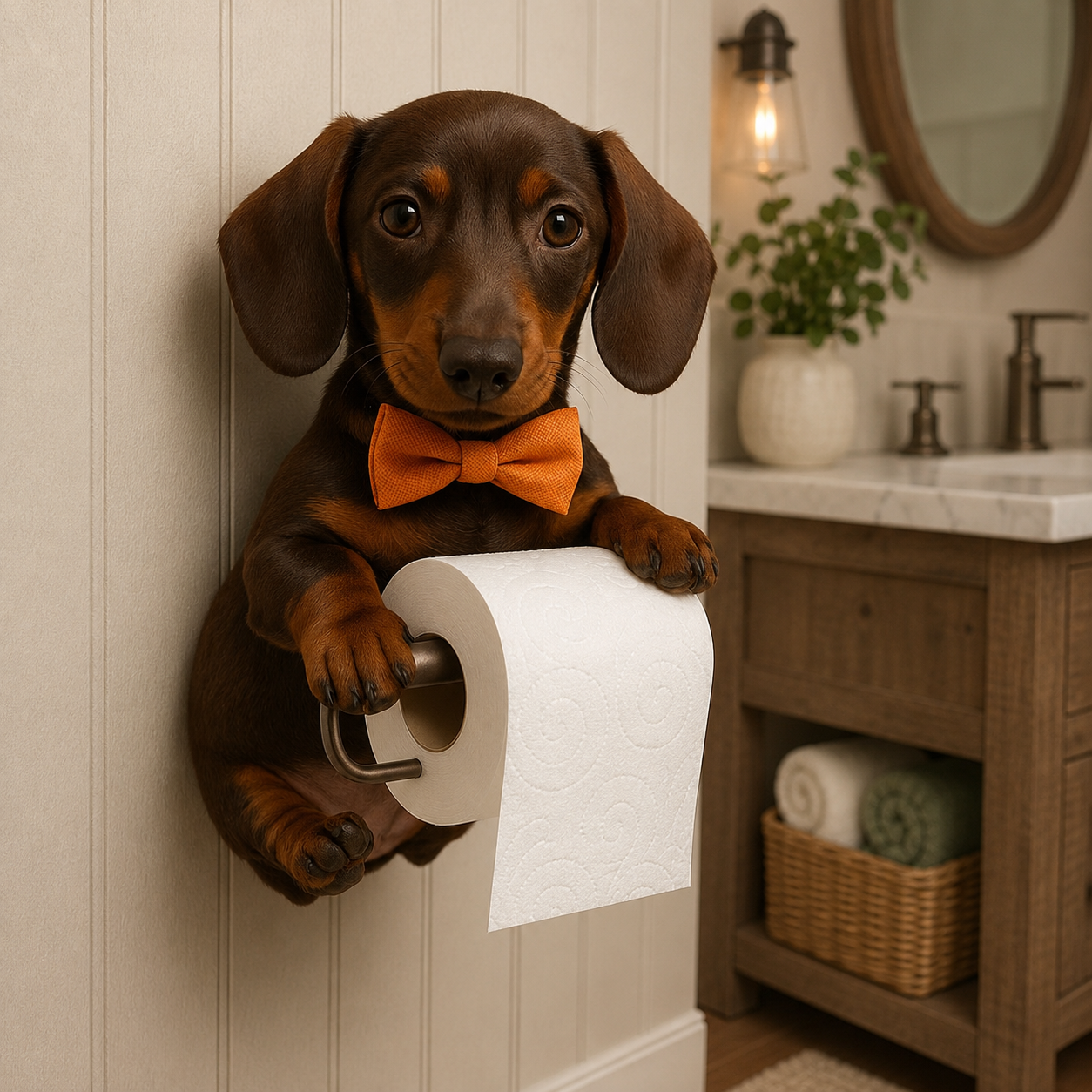 🐾 Adorable Dog Toilet Paper Holder – Playful Bathroom Décor with Everyday Convenience 🧻✨