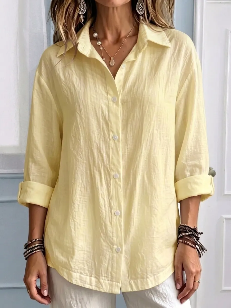 🎁🎁🎁New Arrival🔥 Women's Casual Linen Blend Long Sleeve Button Down Shirt