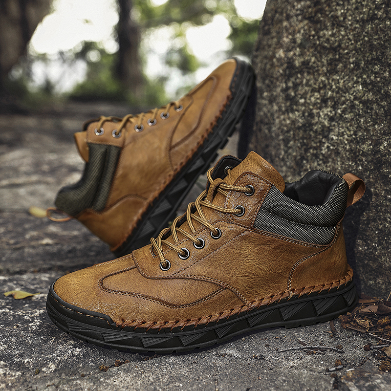 ⏰ Offre limitée : -70 % – Bottines en cuir pour homme – Bout large et soutien de la voûte plantaire et de la cheville