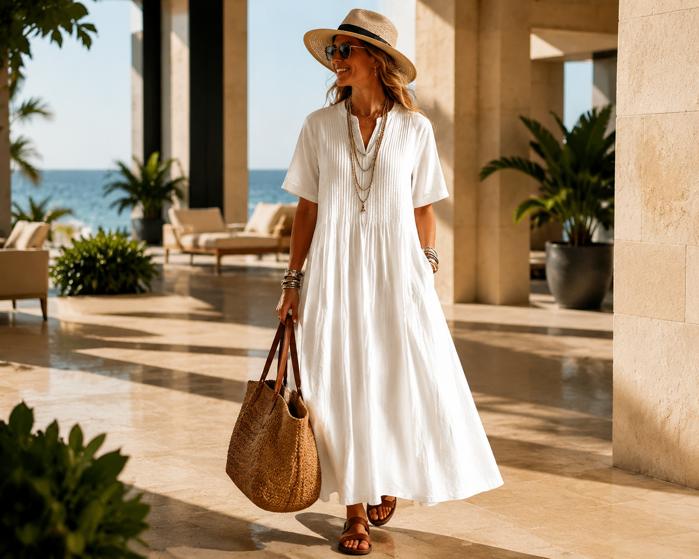Minimalist Linen Maxi Dress / Casual Summer Dress