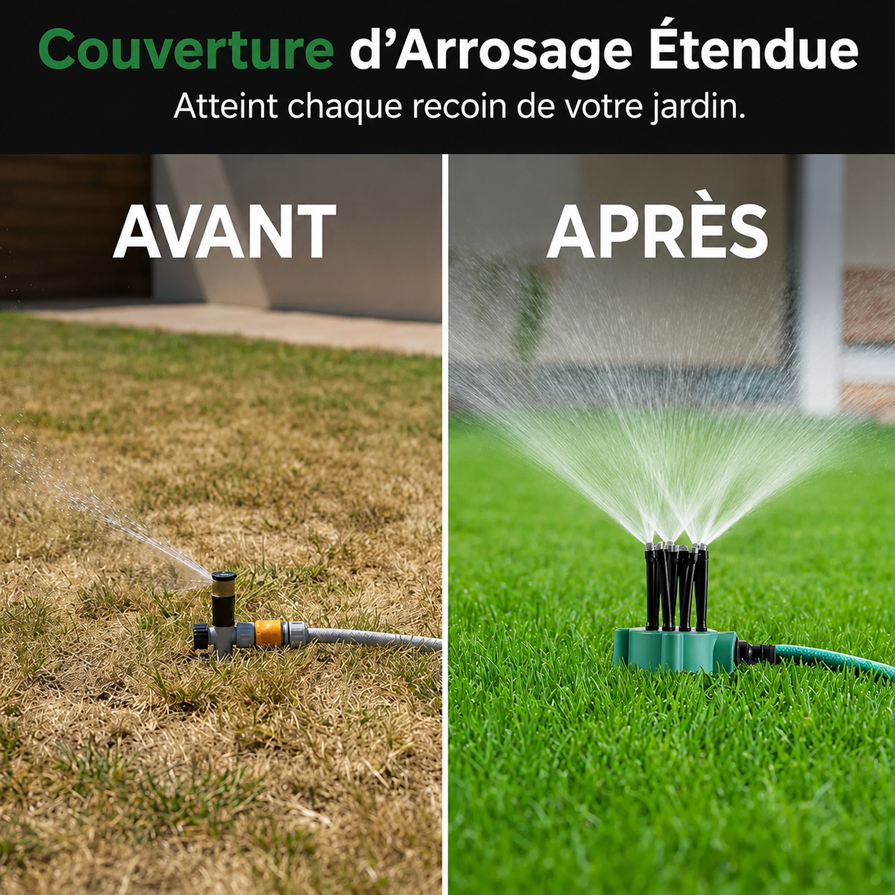 💧 Arroseur de Pelouse Multidirectionnel 360° 🌱 Irrigation de Jardin de Précision avec Buses Flexibles