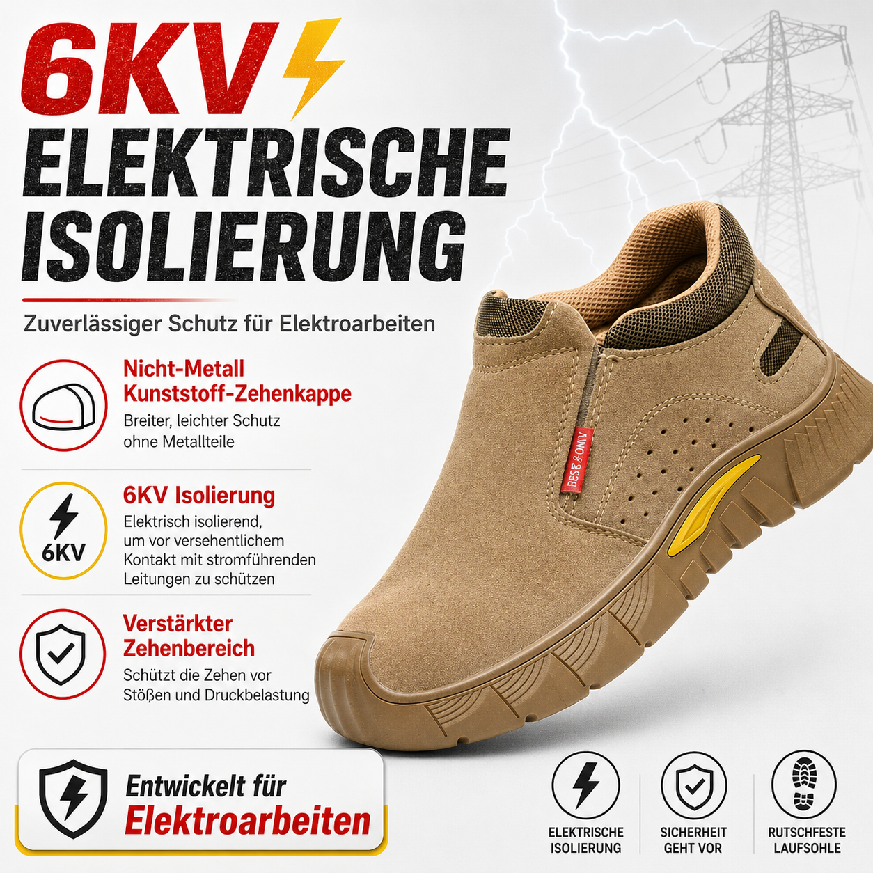 🔥 70 % RABATT – NUR FÜR KURZE ZEIT - Herren Sicherheits-Arbeitsschuhe – Rutschfest, Robust & Bequem