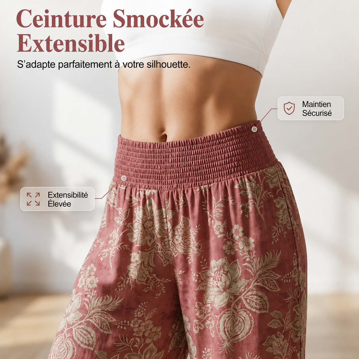 👖 50% DE RÉDUCTION ❤ Pantalon palazzo à jambes larges et imprimé floral pour femme – Tissu léger, taille élastique & coupe fluide – parfait pour l’été, la plage ou un look bohème chic 🌸