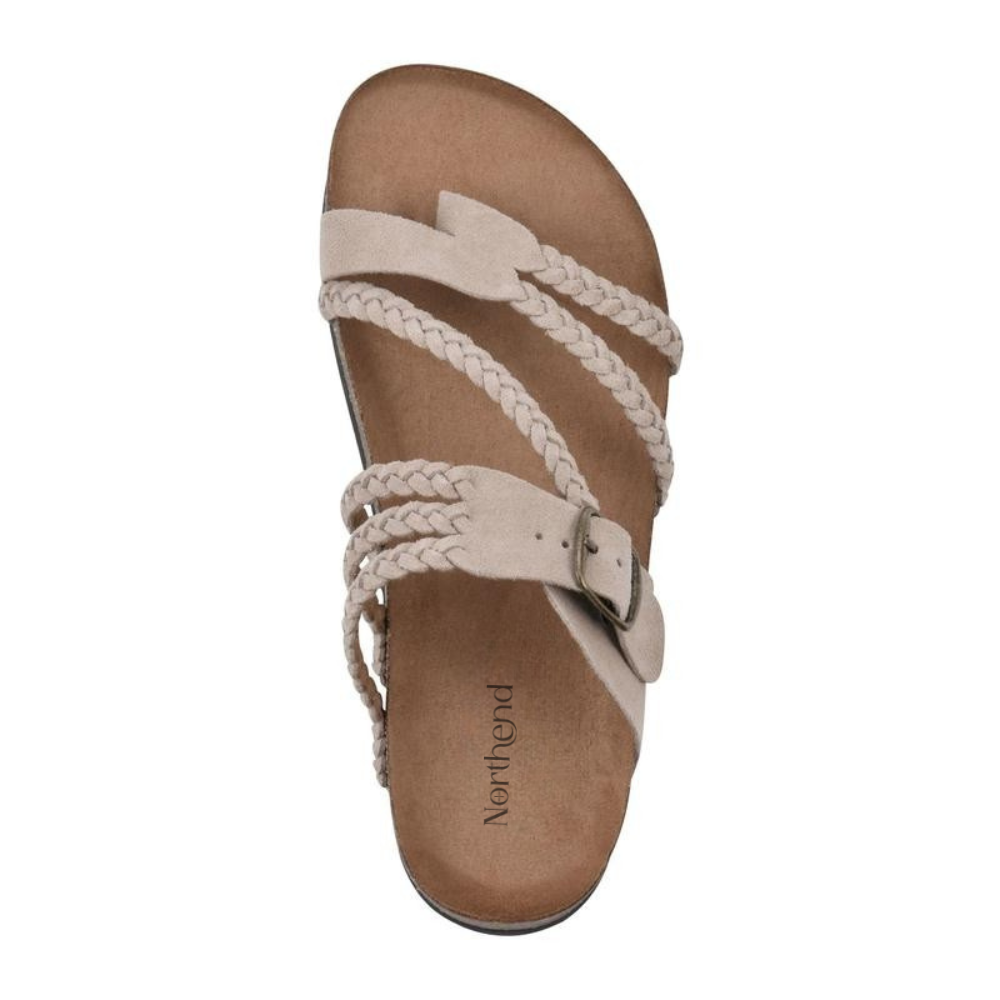 Sandales plates en daim à boucle tressée pour femme