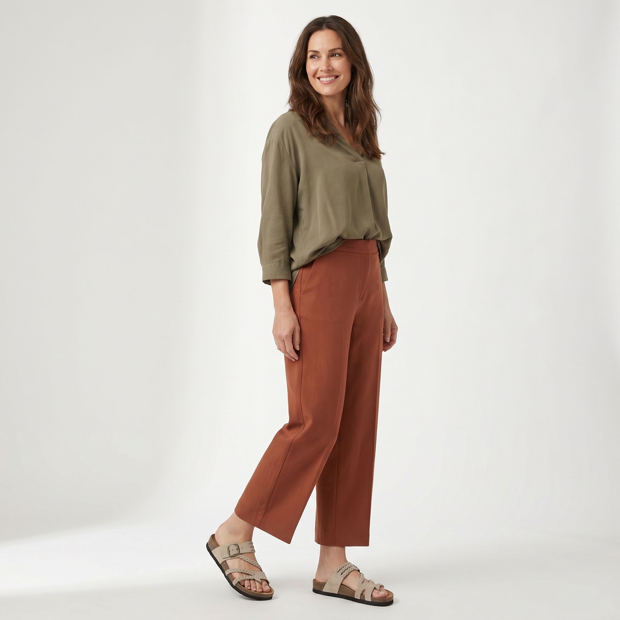 Sandales plates en daim à boucle tressée pour femme