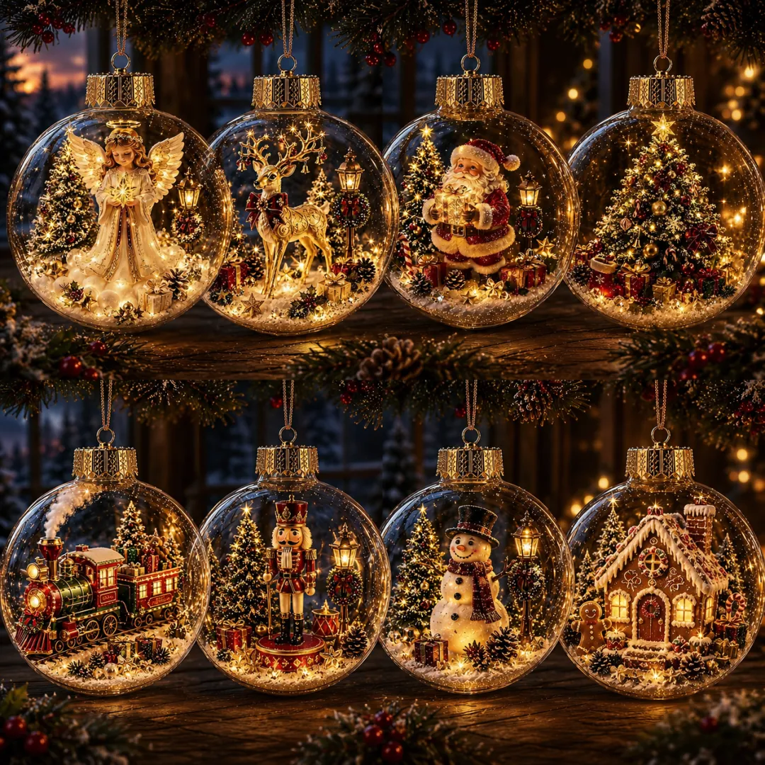 ✨🎄 Leuchtender Weihnachts-Diorama-Anhänger – Mini-Weihnachtsszene mit Licht