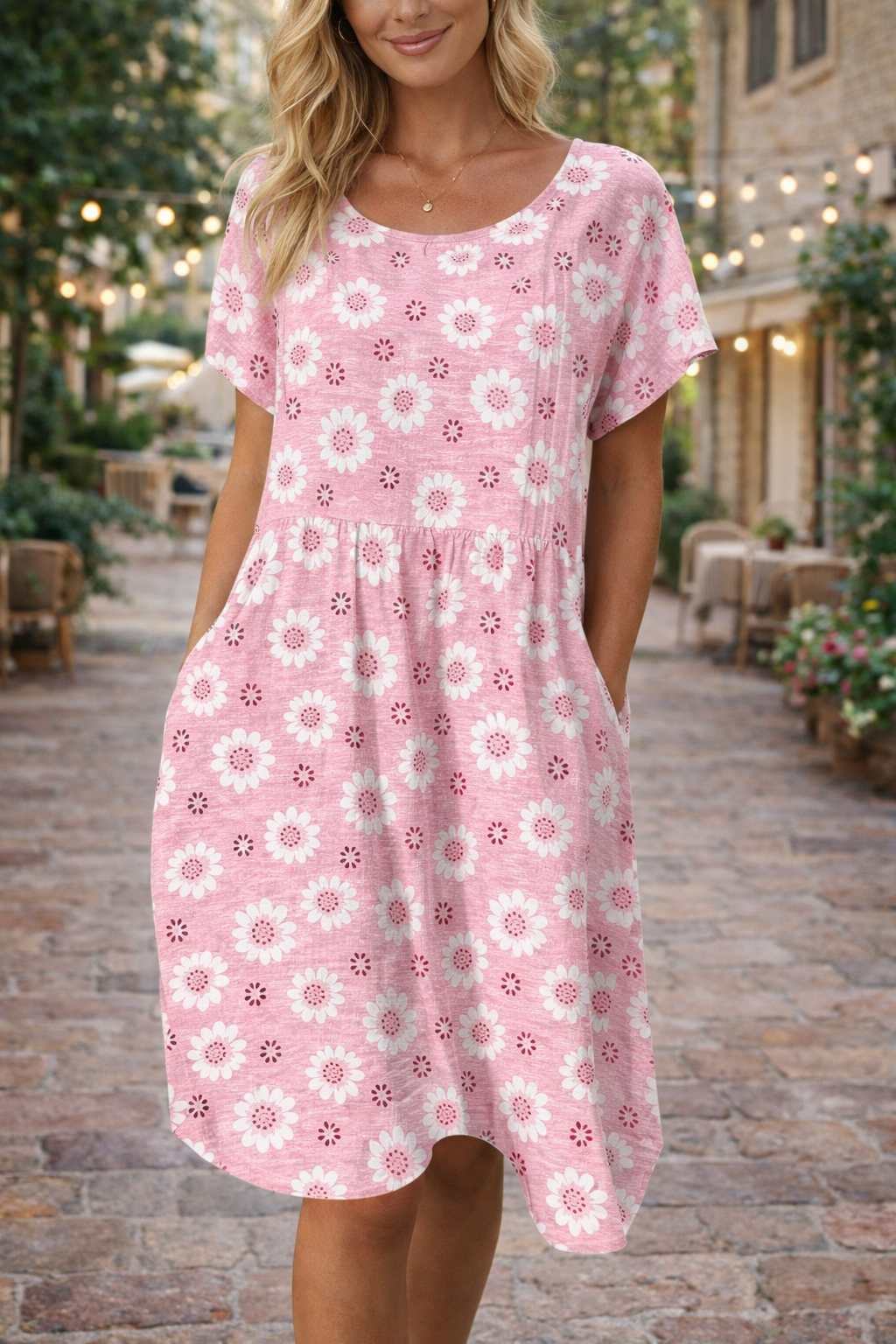 Sommerkleid aus Baumwollmischgewebe mit Blumenmuster von Andrea Serena