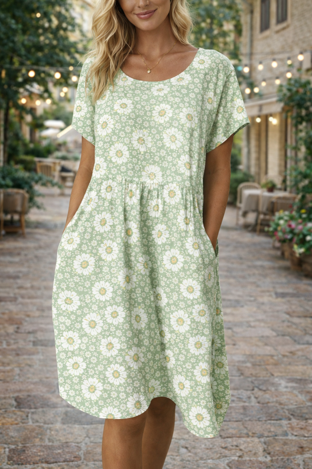 Sommerkleid aus Baumwollmischgewebe mit Blumenmuster von Andrea Serena