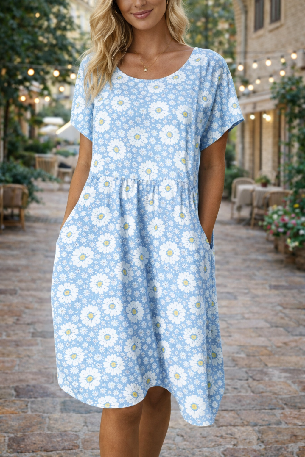 Sommerkleid aus Baumwollmischgewebe mit Blumenmuster von Andrea Serena