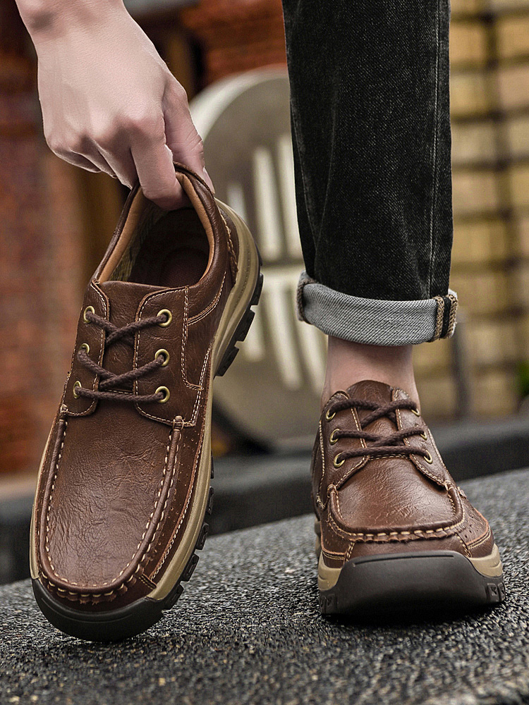 🔥Men’s Hand-Stitched Genuine Leather Loafers | Soft-Sole Casual Slip-Ons