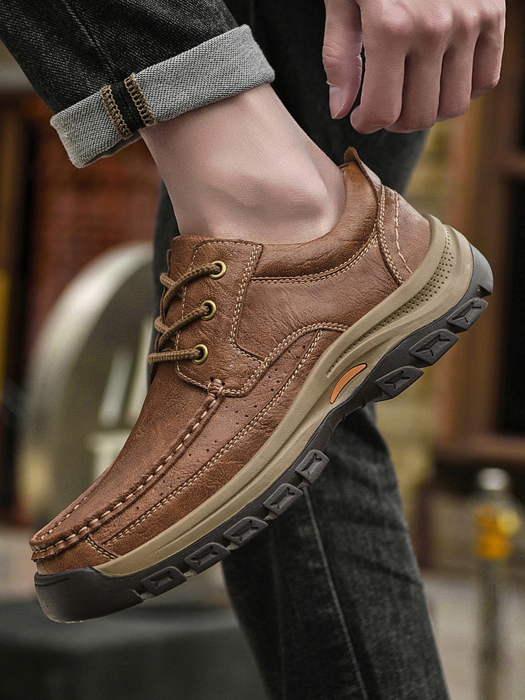 🔥Men’s Hand-Stitched Genuine Leather Loafers | Soft-Sole Casual Slip-Ons