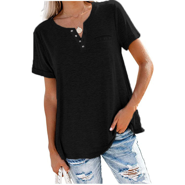 T-shirt Femme Léger & Confortable à Boutons – Coupe Ample Chic, Parfait pour le Quotidien