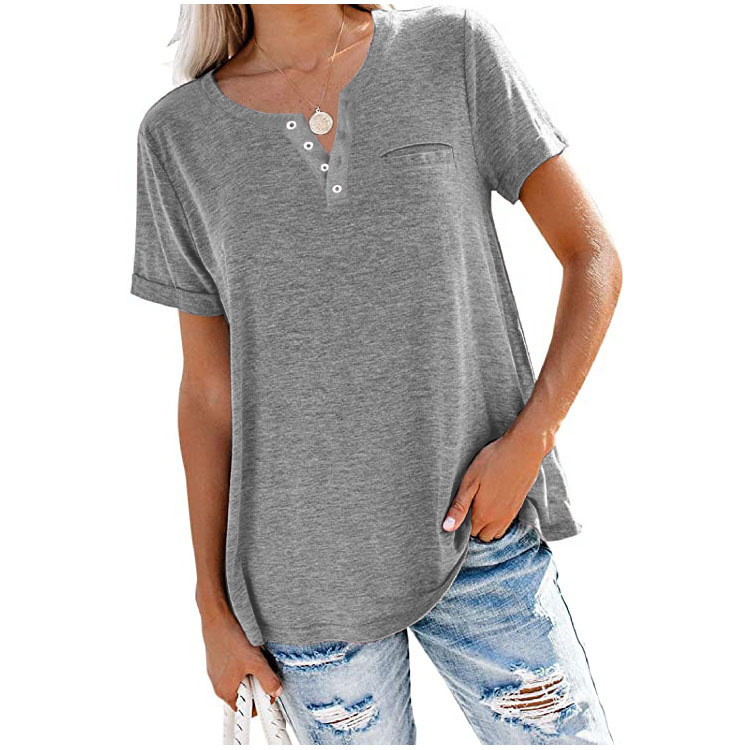 T-shirt Femme Léger & Confortable à Boutons – Coupe Ample Chic, Parfait pour le Quotidien