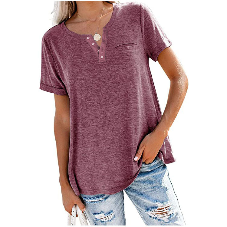 T-shirt Femme Léger & Confortable à Boutons – Coupe Ample Chic, Parfait pour le Quotidien