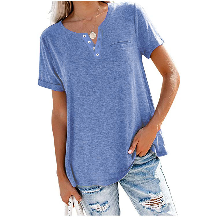 T-shirt Femme Léger & Confortable à Boutons – Coupe Ample Chic, Parfait pour le Quotidien