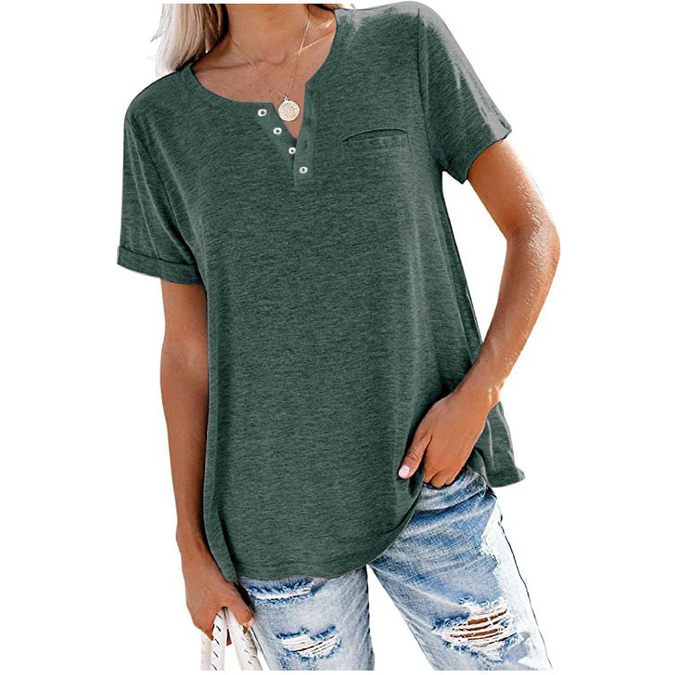 T-shirt Femme Léger & Confortable à Boutons – Coupe Ample Chic, Parfait pour le Quotidien