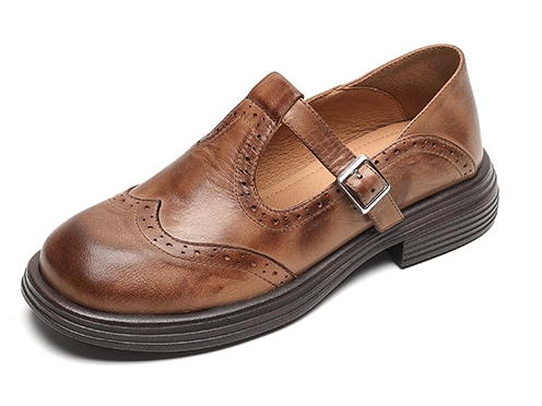 Chaussures Mary Jane en cuir à perforations pour femme