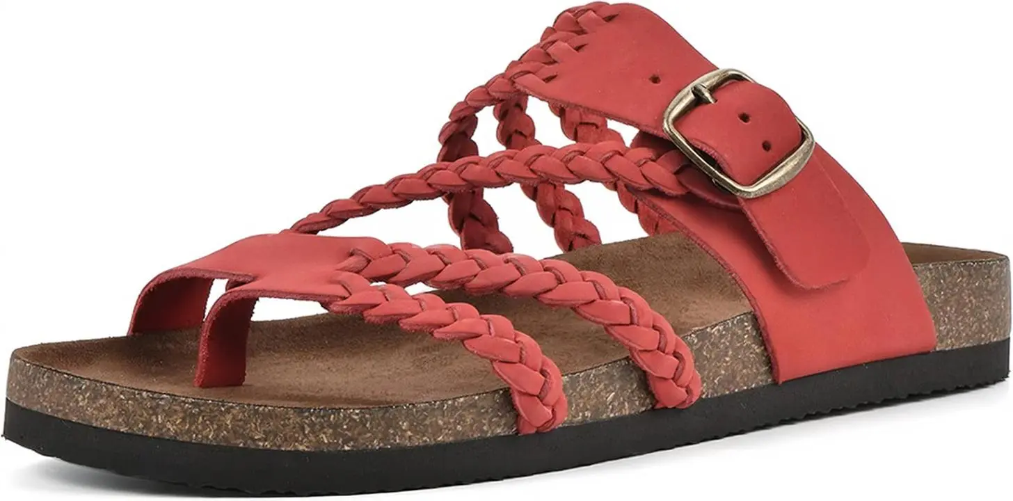Sandales plates en daim à boucle tressée pour femme