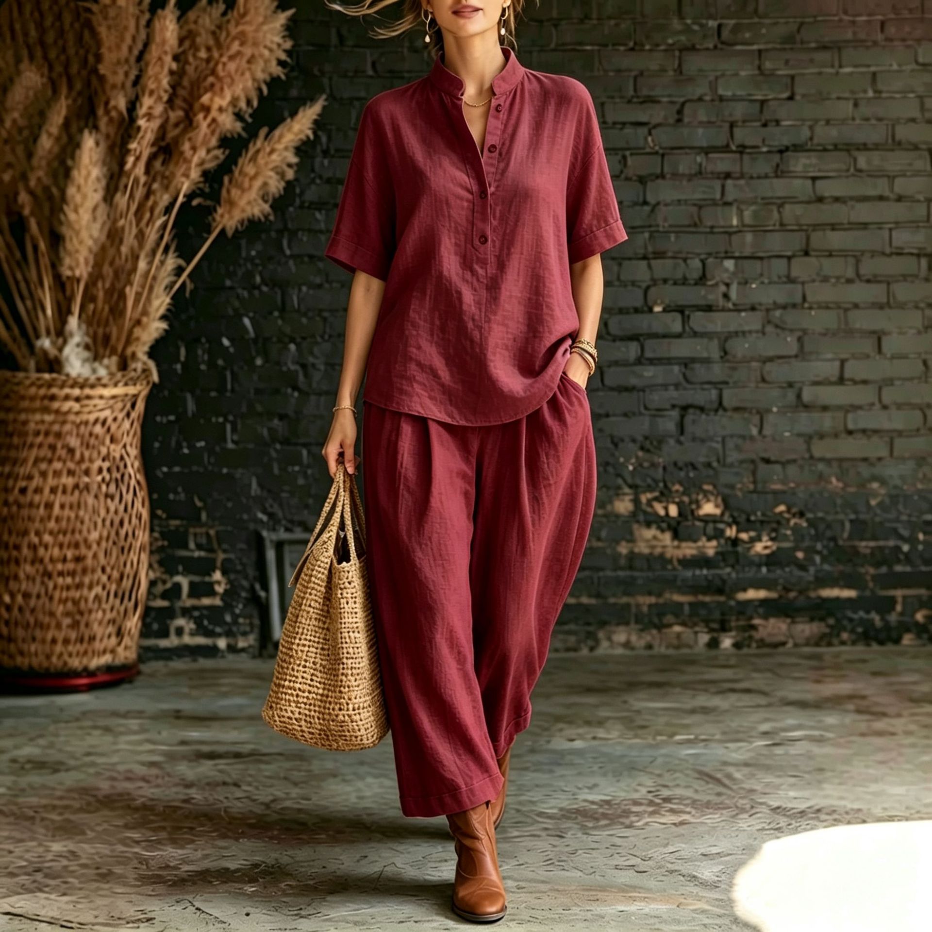 ✨ Ensemble Lin Décontracté Femme