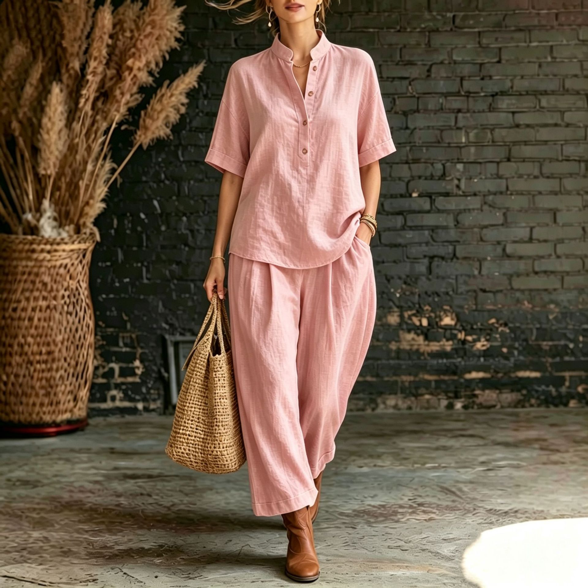 ✨ Ensemble Lin Décontracté Femme
