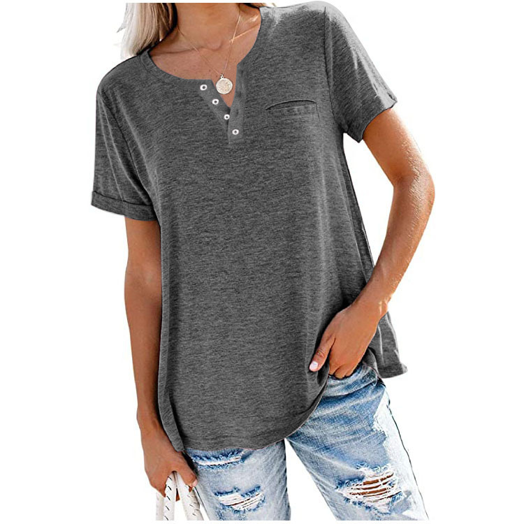 T-shirt Femme Léger & Confortable à Boutons – Coupe Ample Chic, Parfait pour le Quotidien