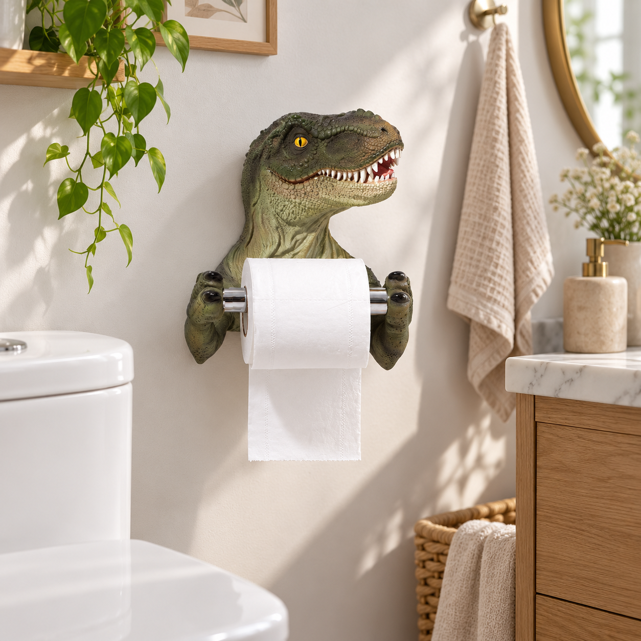 🦖🦖🦖Porte-Papier Toilette Dinosaure 3D – Décoration Originale et Amusante pour Salle de Bain