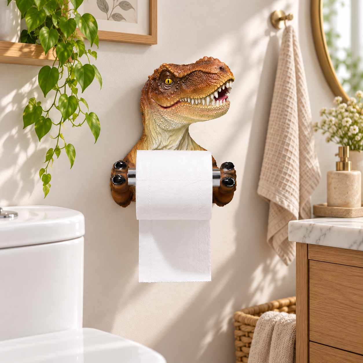 🦖🦖🦖Porte-Papier Toilette Dinosaure 3D – Décoration Originale et Amusante pour Salle de Bain