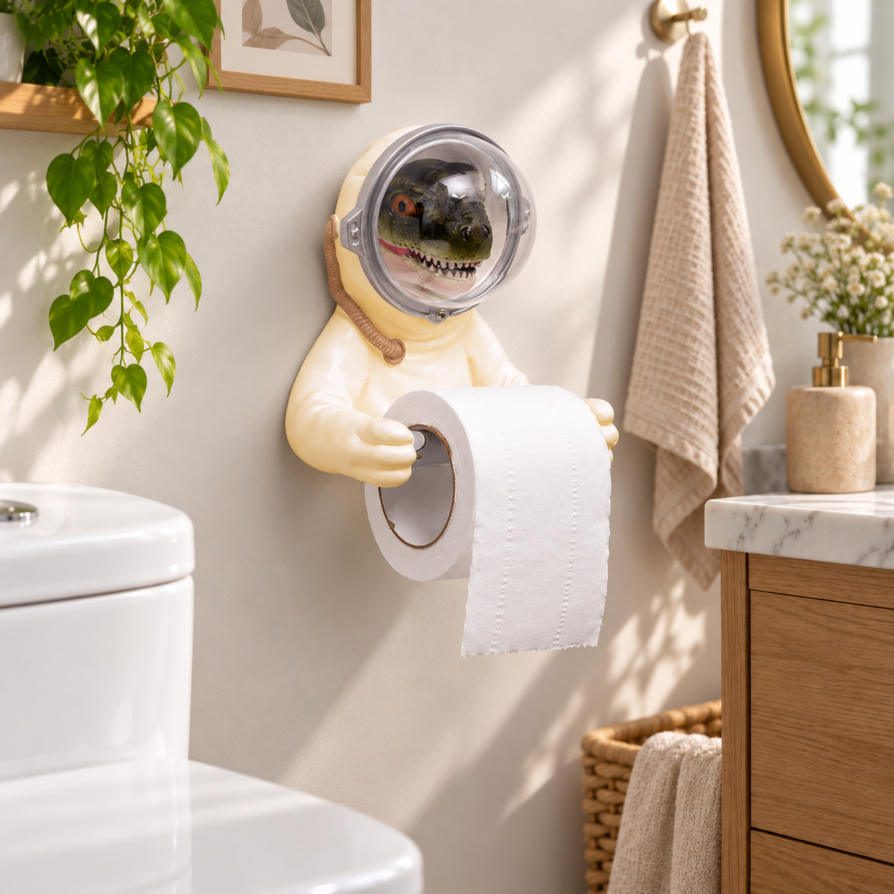🦖🦖🦖Porte-Papier Toilette Dinosaure 3D – Décoration Originale et Amusante pour Salle de Bain