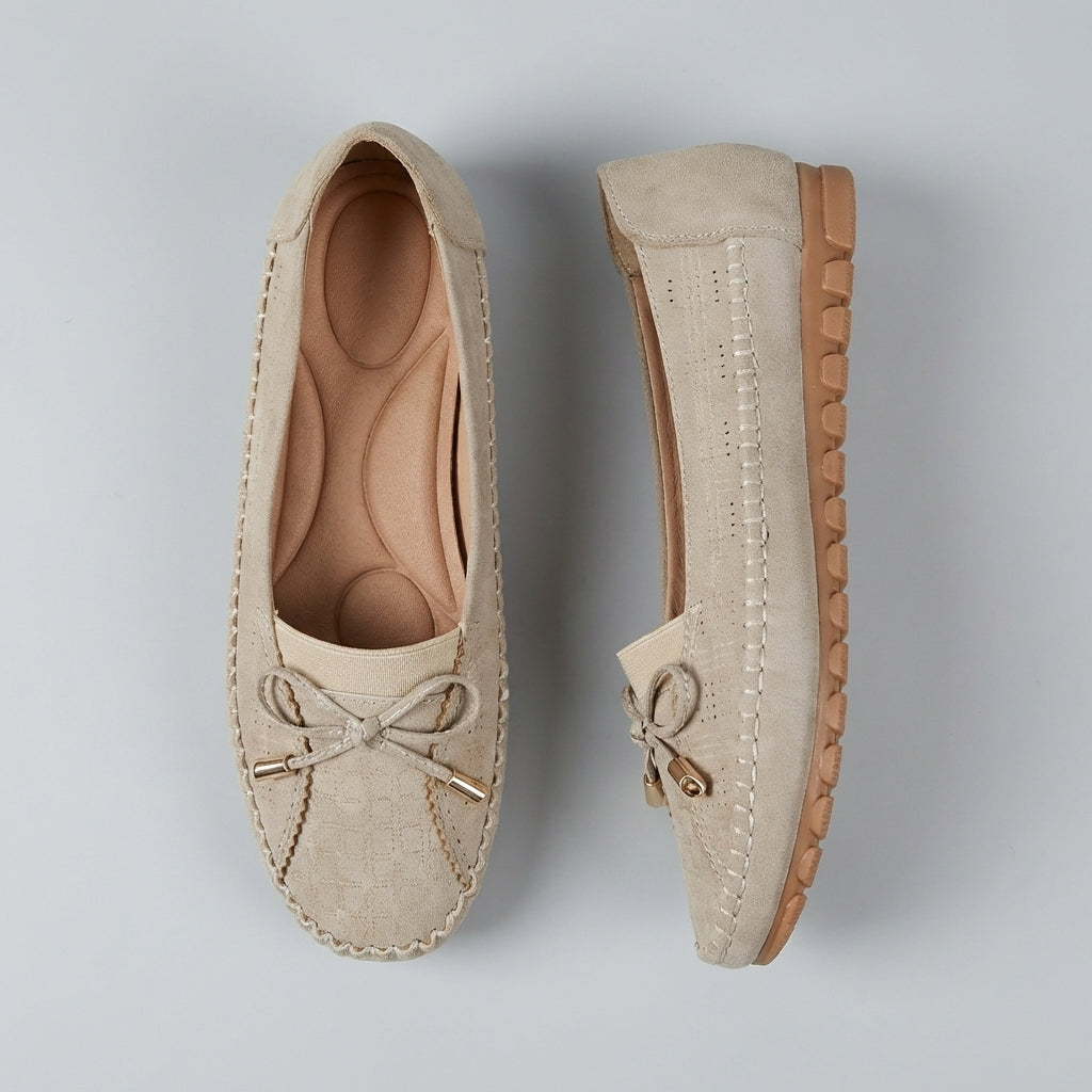 Mocassins orthopédiques confort pour femmes à détail nœud et tige perforée
