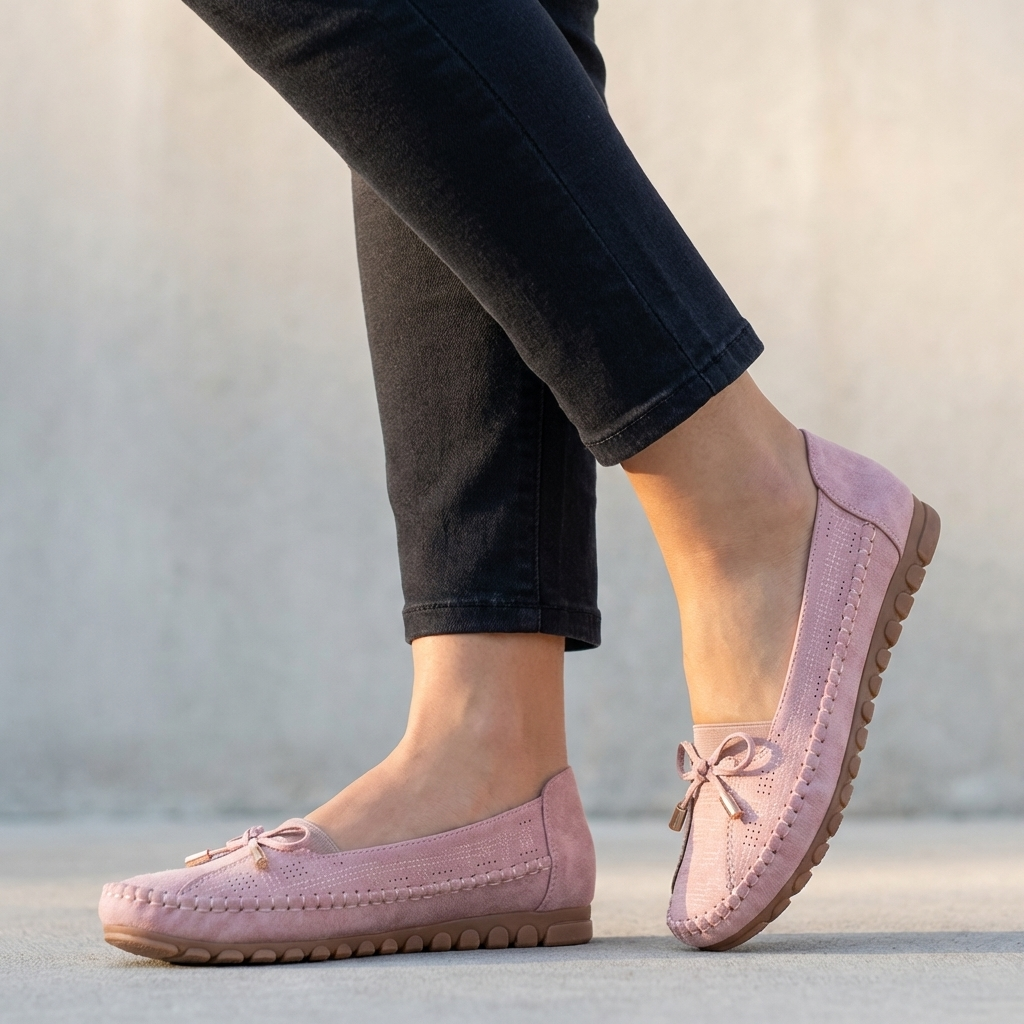 Mocassins orthopédiques confort pour femmes à détail nœud et tige perforée