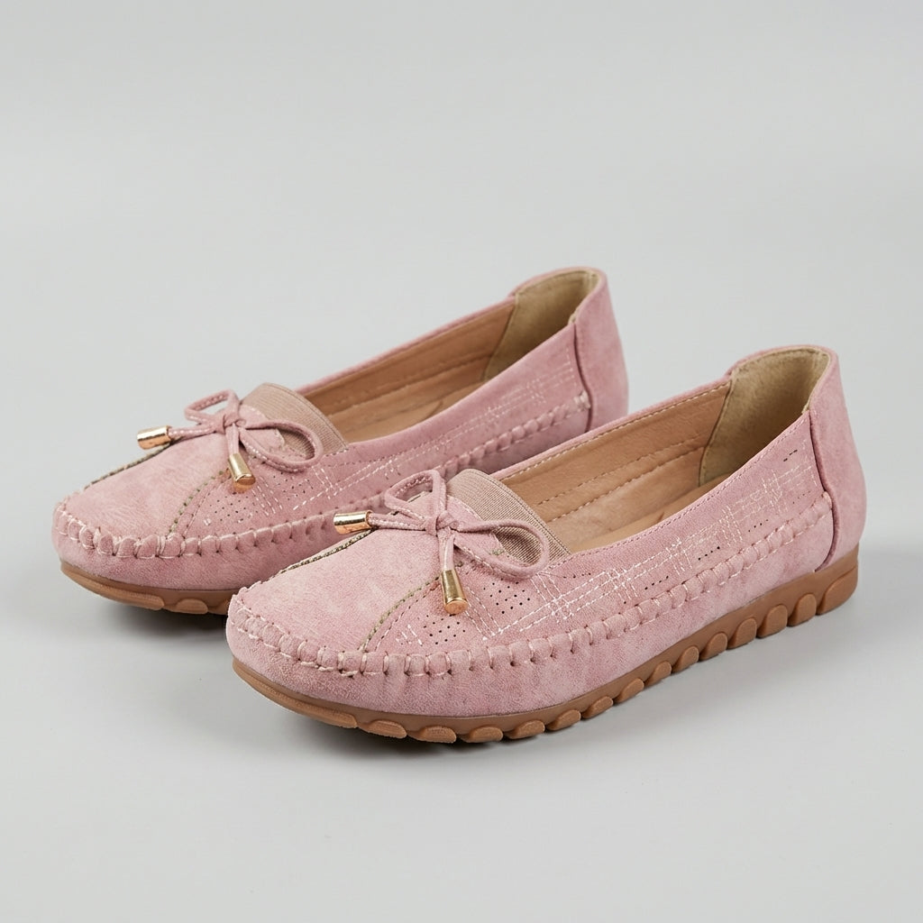 Mocassins orthopédiques confort pour femmes à détail nœud et tige perforée