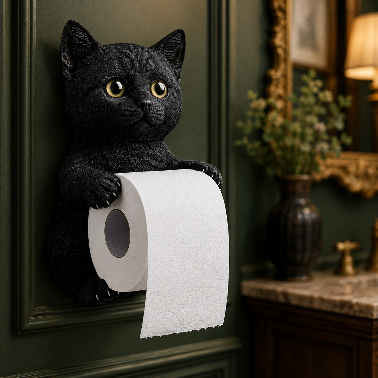 🐾 Cute Cat Toilet Paper Holder – Whimsical Wall Décor with Practical Roll Storage 😻