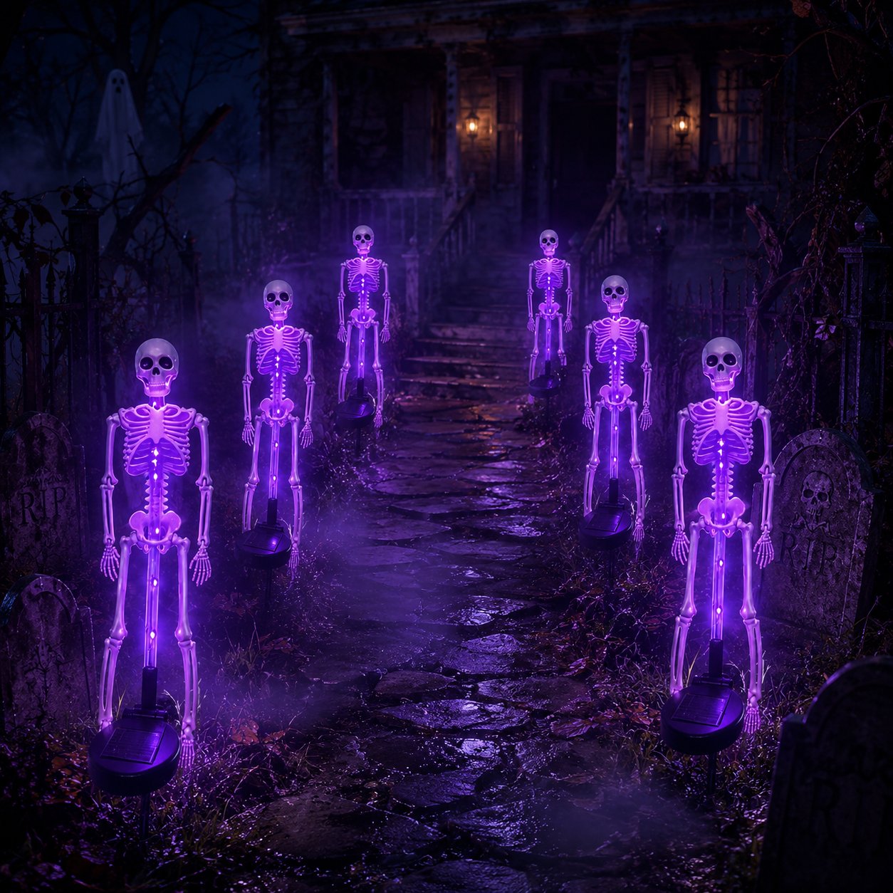 🎃 50% OFF Ends Today! Solar Skull Garden Lights with Creepy Color-Changing Glow 💀