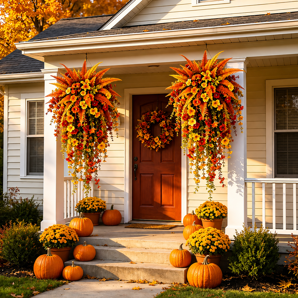 The Easiest Way To Create A Cozy Fall Porch 🍁 Realistic Autumn Hanging Basket