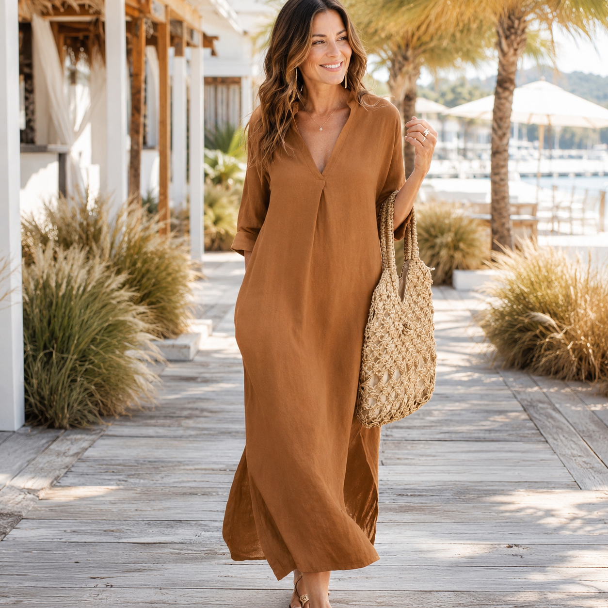 ✨ Effortless Elegance: The Flowy V-Neck Maxi Dress with Pockets 🌿