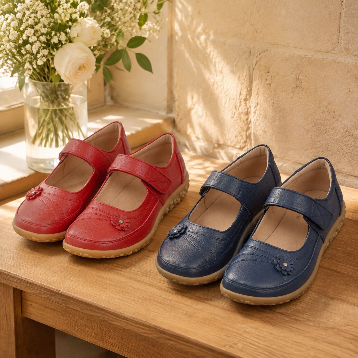 Achetez 2 (rouge + bleu marine) -15 % – 🌸🌸🌸 Chaussures Confort Femme – Élégantes & Orthopédiques